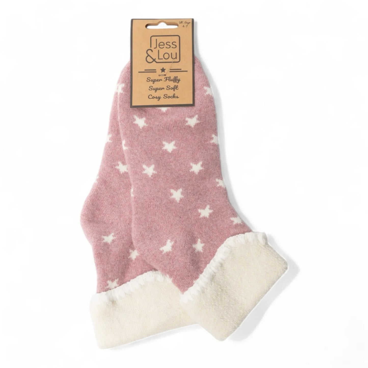 Pink Cuff Star Cosy Socks