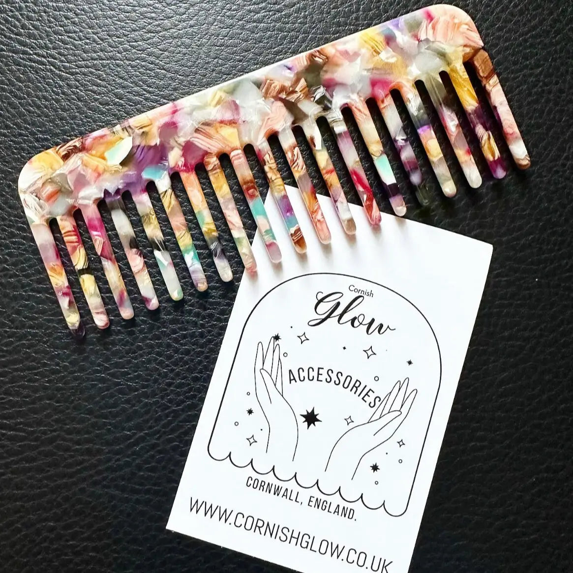 Eco Resin Wide Tooth Comb - Multi Fleck