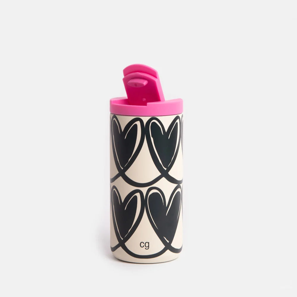 Caroline Gardner - Mono Looped Hearts Stainless Steel Travel Mug