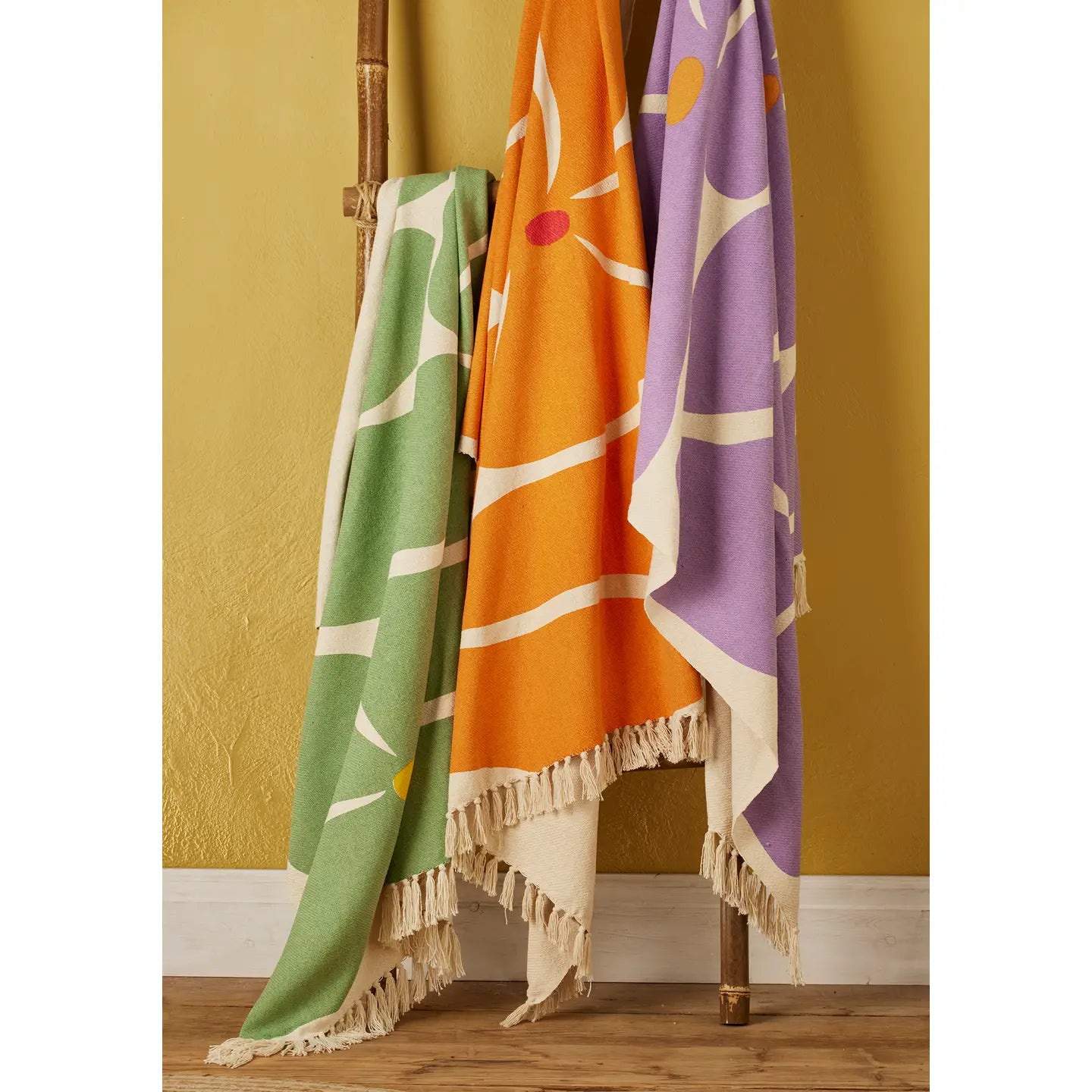 Bold 100% Recycled Cotton Orange Flower Throw