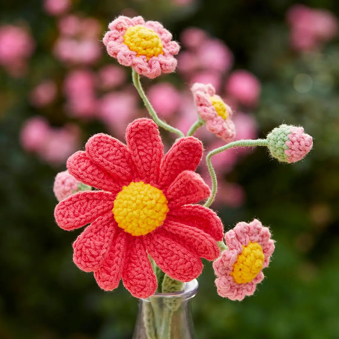 Pink Daisy Crochet Sprig
