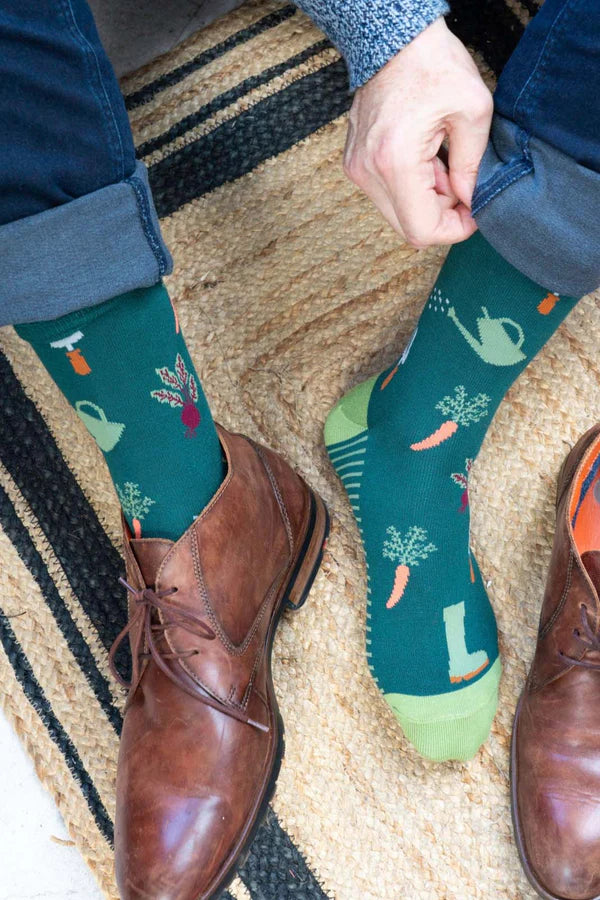 Vegetable Garden Bamboo Socks in Green Size 7-11