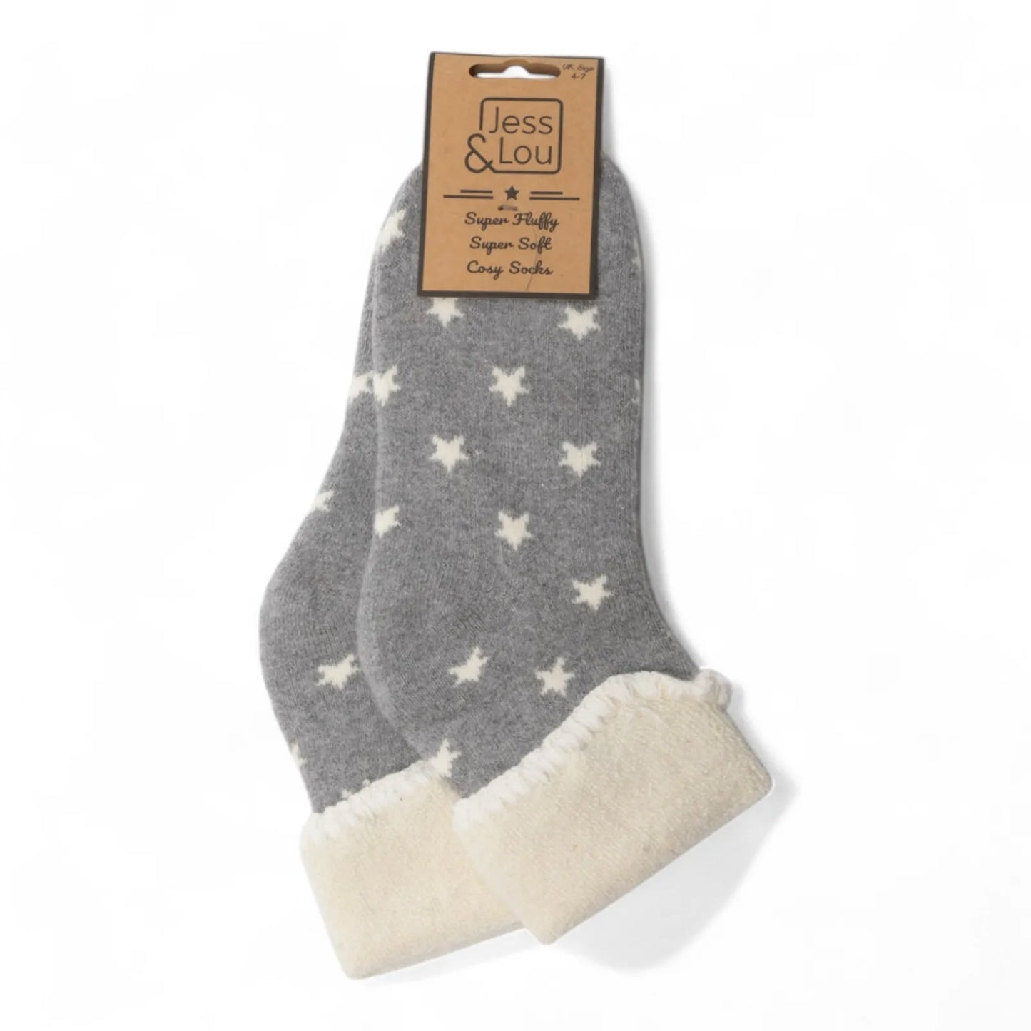Grey Cuff Star Cosy Socks
