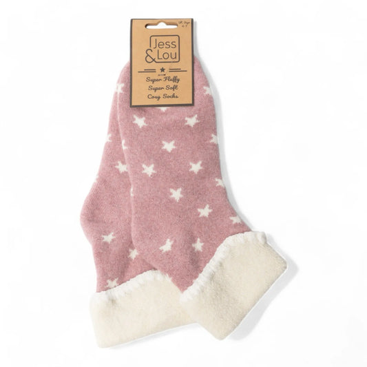 Pink Cuff Star Cosy Socks