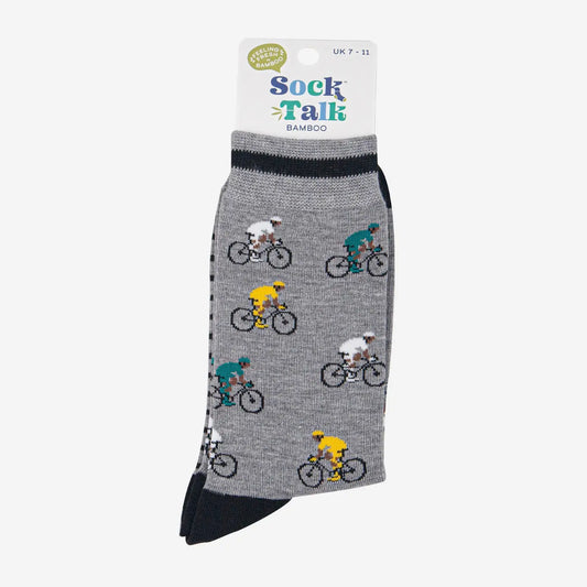 Racing Cyclists Bamboo Socks in Grey Marl Size 7-11