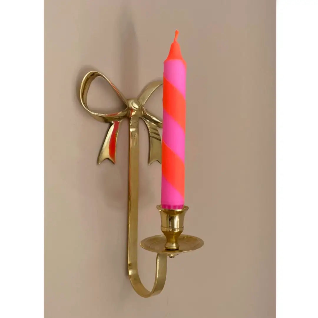 Neon Orange & Pink Spiral Twist Hand Dipped Dinner Candle (two candles)