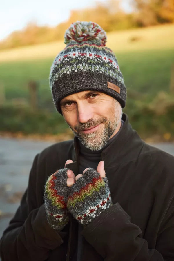 Pachamama Knitwear Mens Westport Bobble Beanie Earth