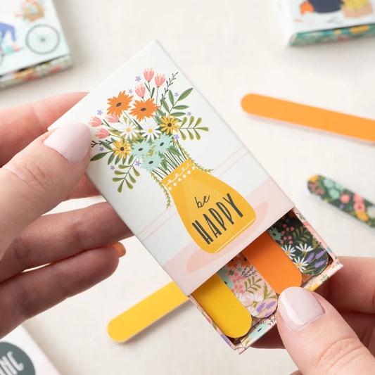 'Be Happy' match box of 8 mini nail files