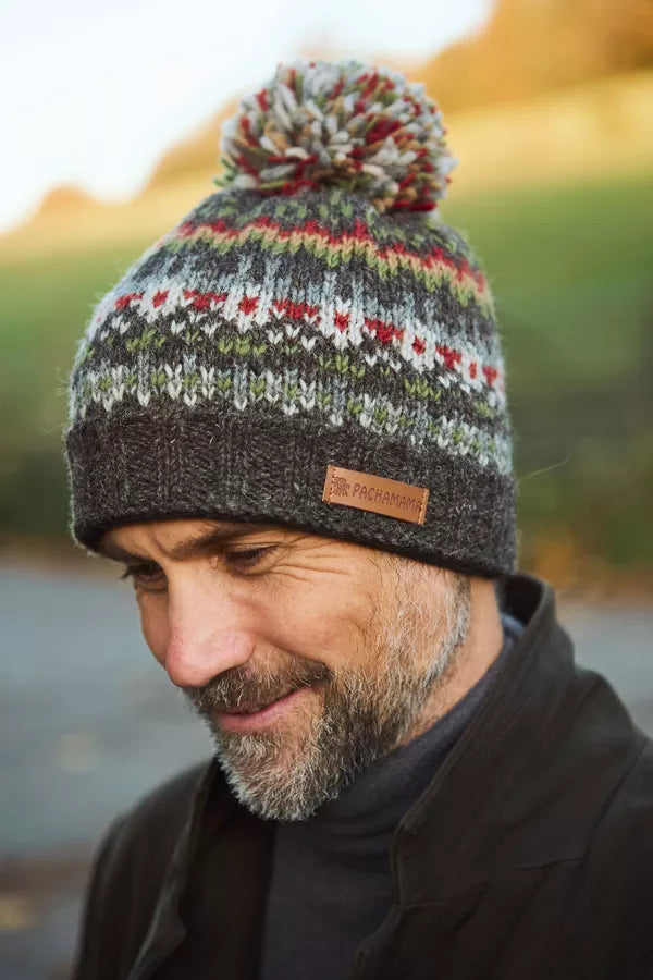 Pachamama Knitwear Mens Westport Bobble Beanie Earth