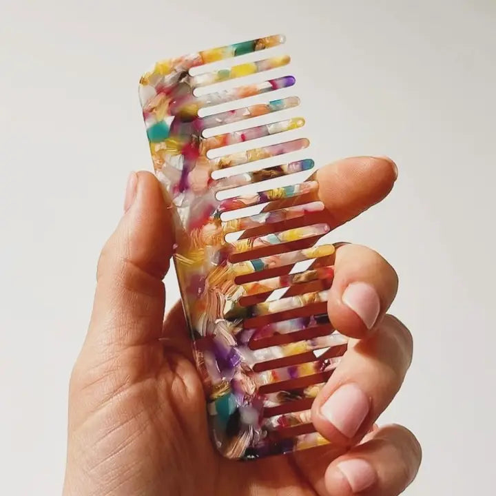 Eco Resin Wide Tooth Comb - Multi Fleck