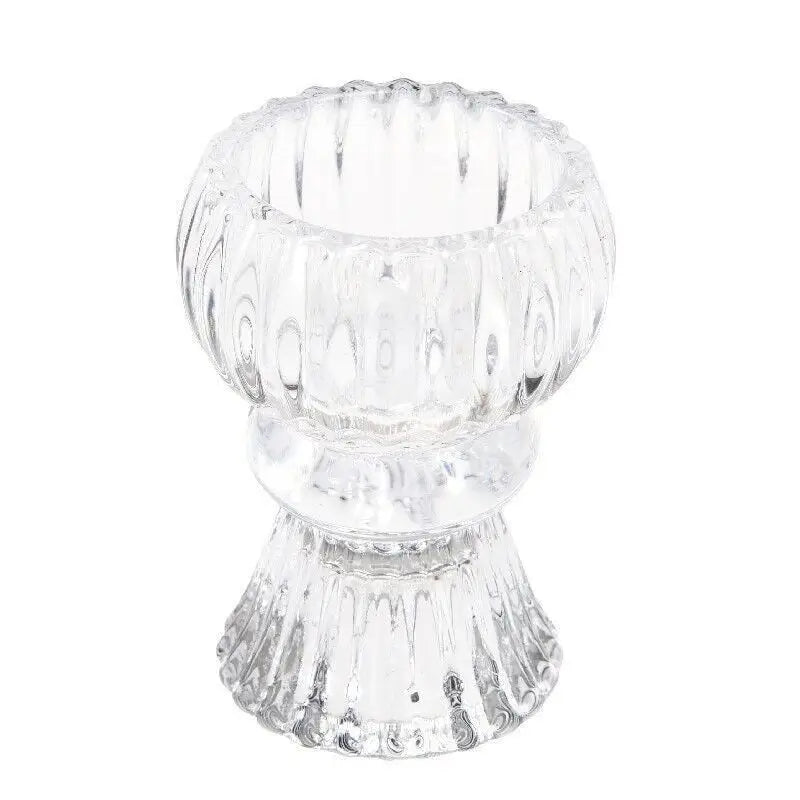 Double Ended Glass Candle Holder - Clear