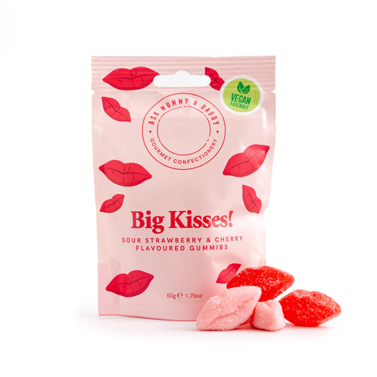 Big Kisses Sour Strawberry & Cherry Flavour Gourmet Gummies 50g