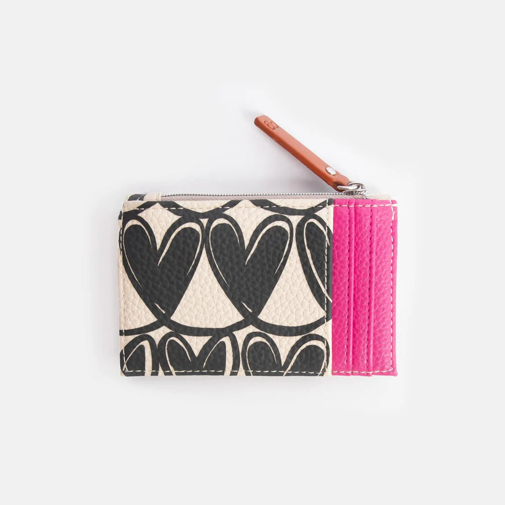 Caroline Gardner  - Mono Looped Hearts Card Holder Coin Purse