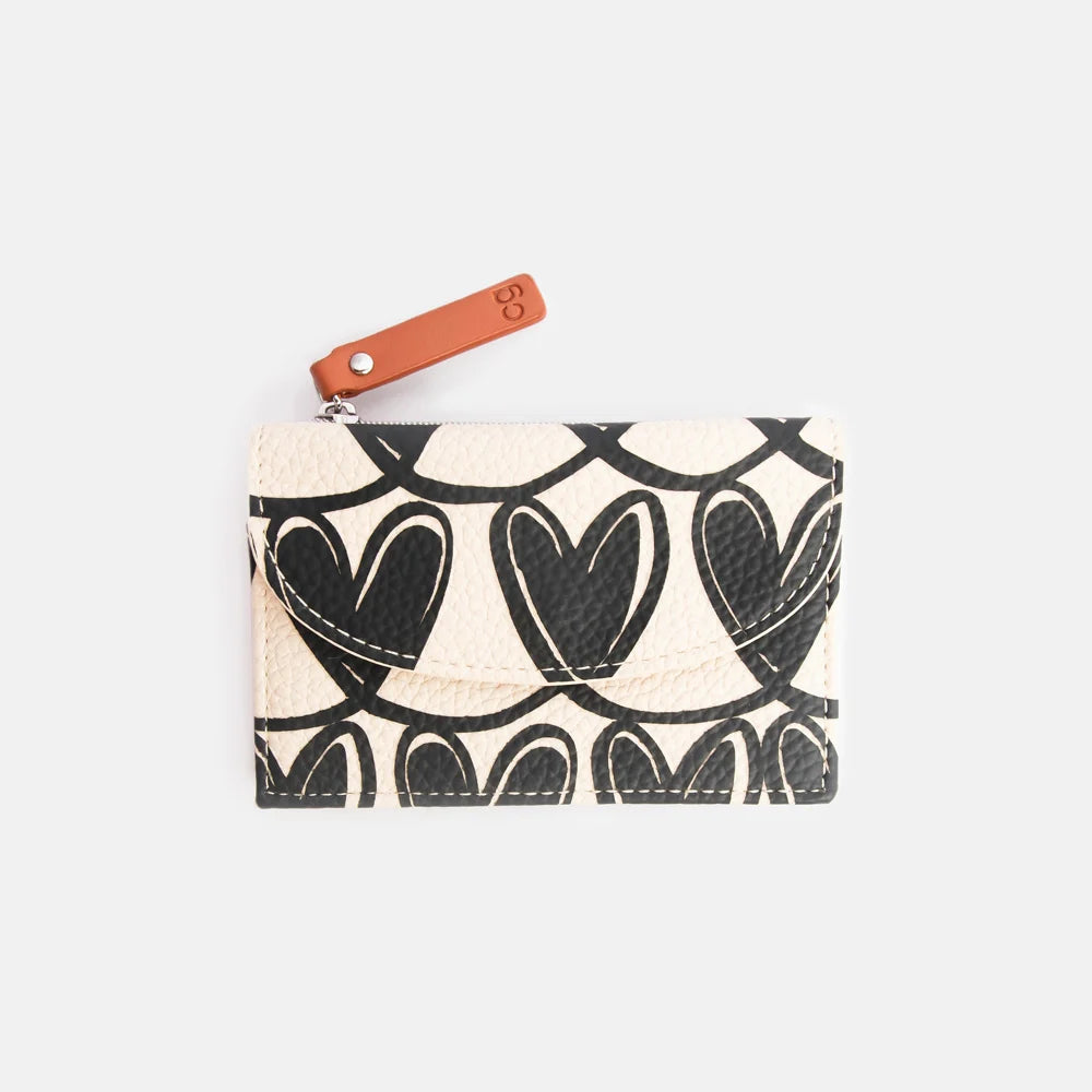 Caroline Gardner  - Mono Looped Hearts Card Holder Coin Purse