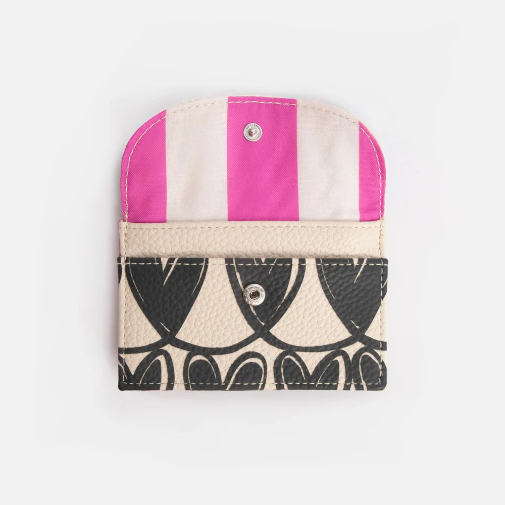 Caroline Gardner  - Mono Looped Hearts Card Holder Coin Purse
