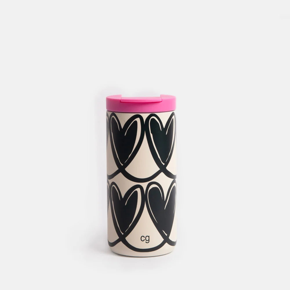 Caroline Gardner  - Mono Looped Hearts Stainless Steel Travel Mug