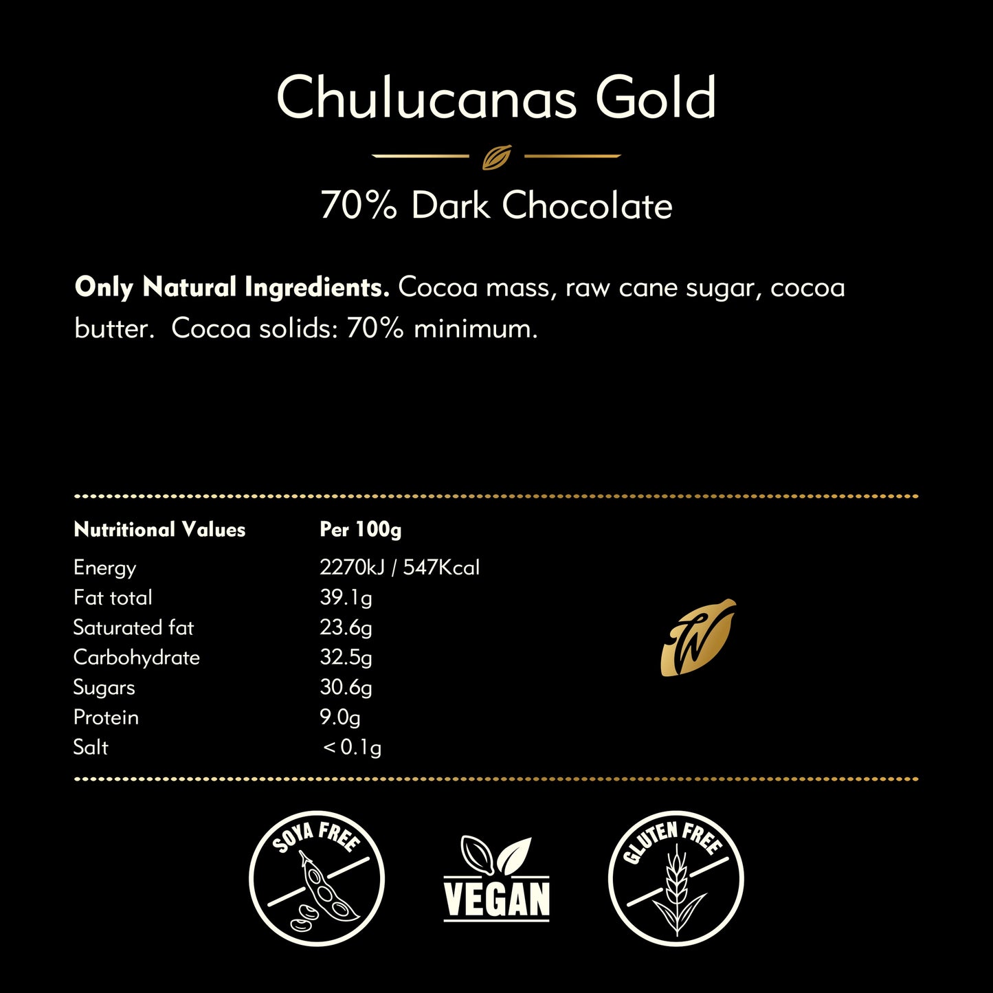 Willie's Cacao Chulucanas Gold Peruvian 70% Dark Chocolate 50g