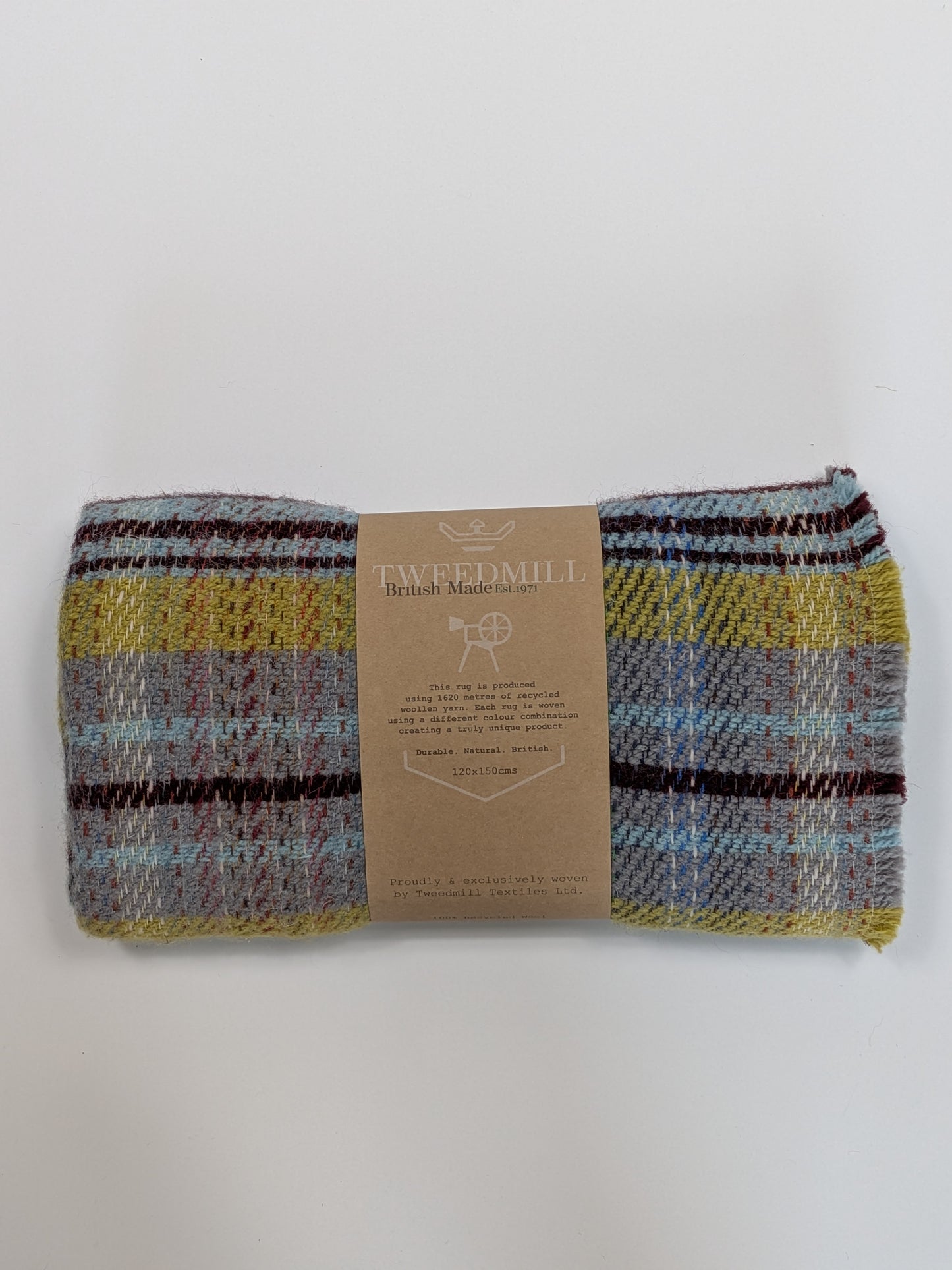 Tweedmill Recycled Rug 120x150cms - Green/Grey/Claret Mix