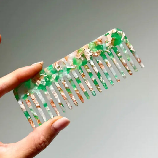 Eco Resin Wide Tooth Comb -  Green Fleck