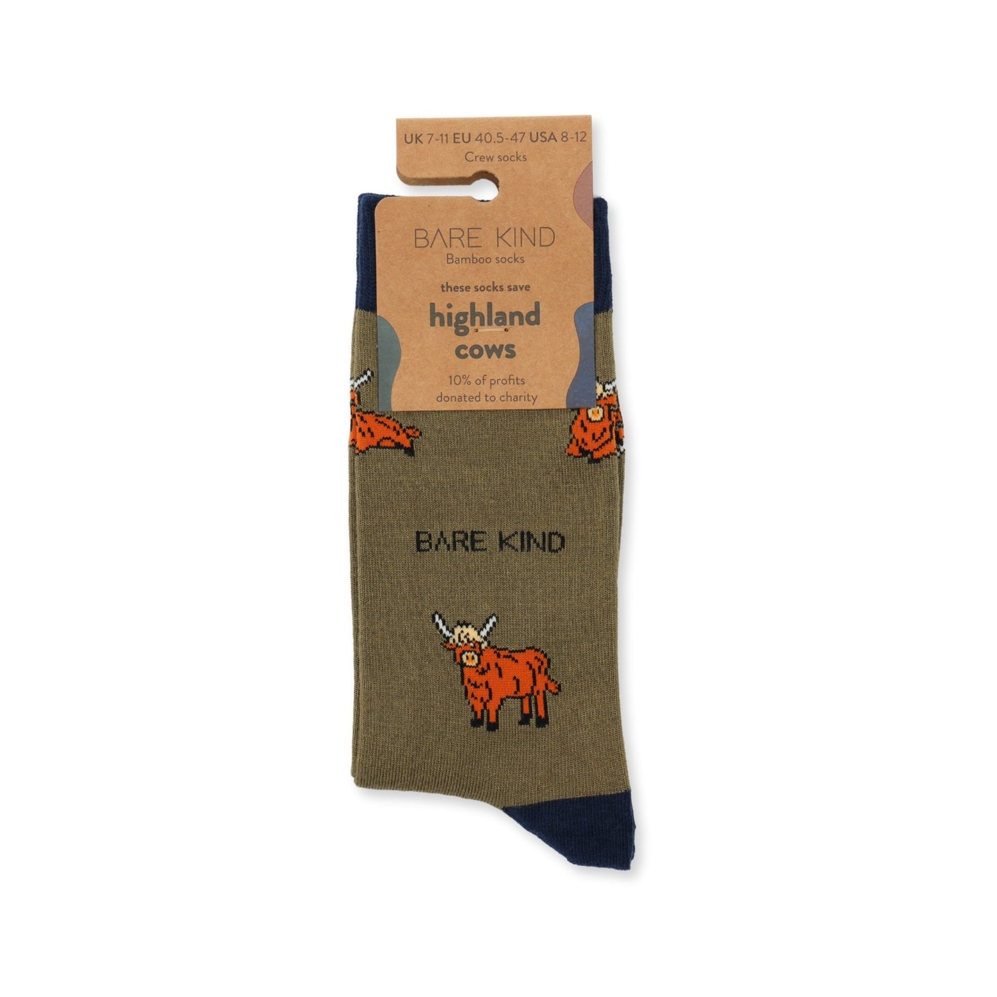Save the Highland Cow Green Bamboo Socks