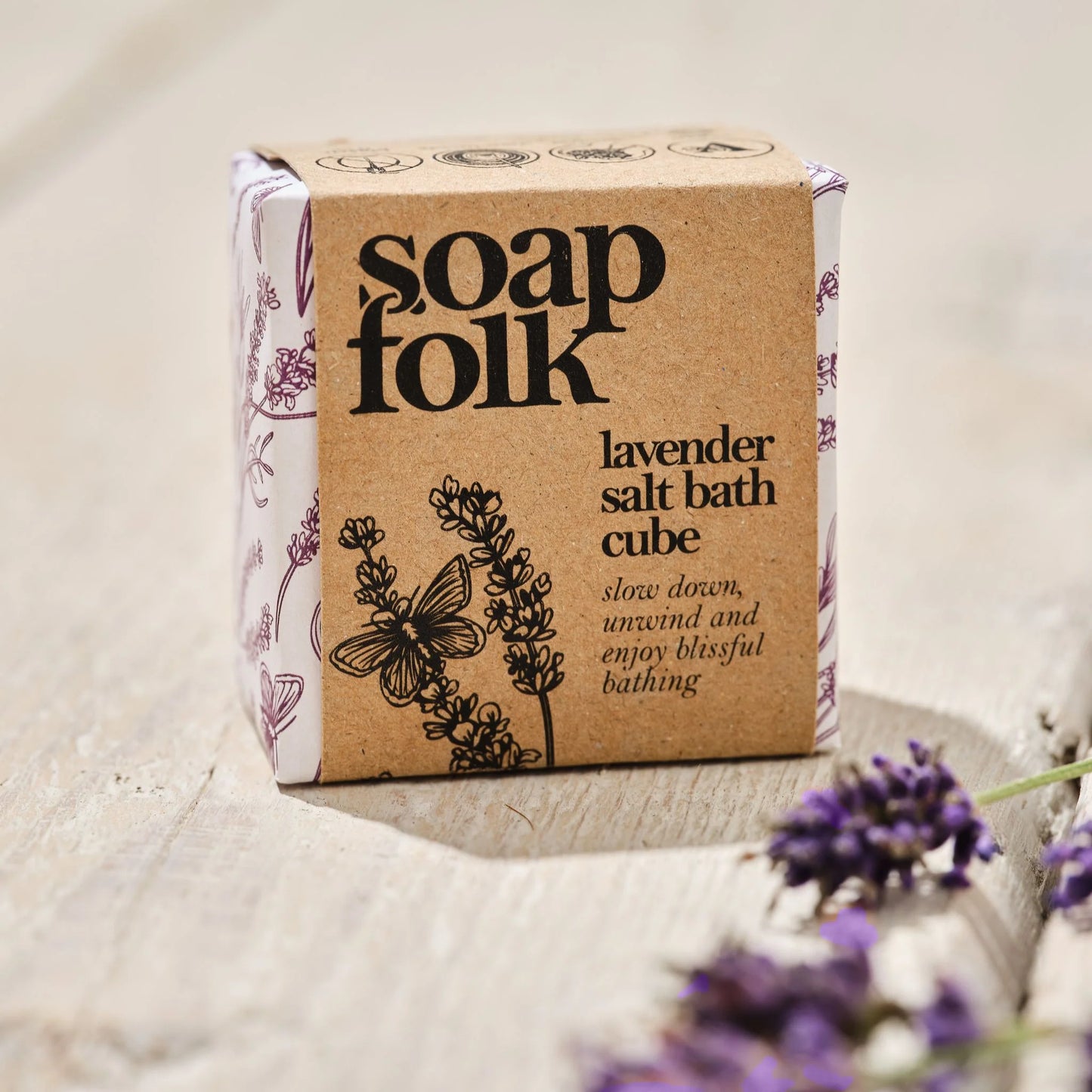 Soap Folk Lavender Salt Bath Cube 150g  (Vegan)