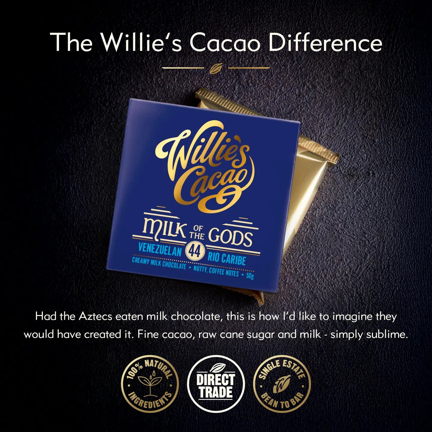 Willie's Cacao Milk of the God's Milk Chocolate Bar 50g