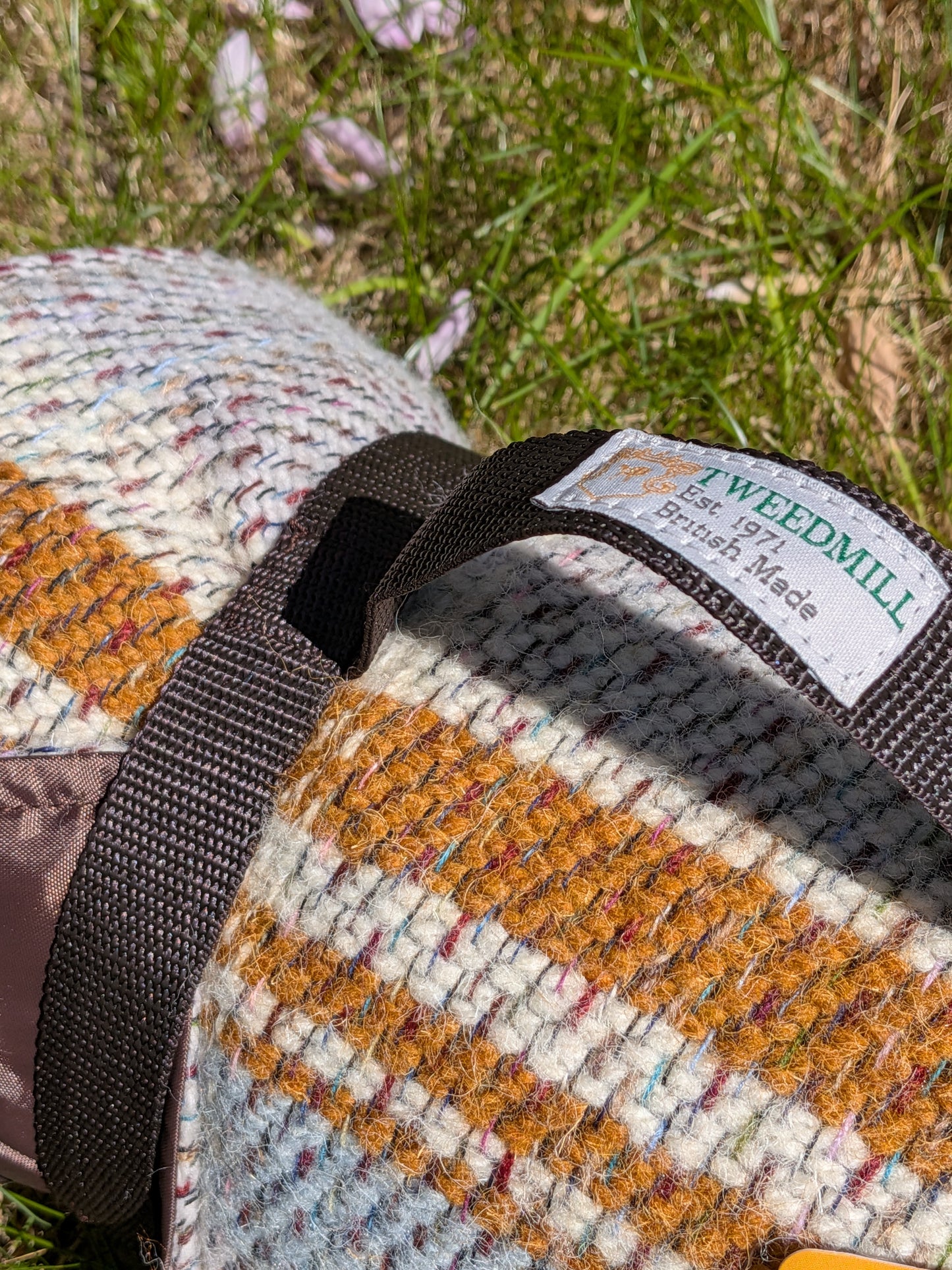 Tweedmill - Picnic Rug Roll - Recycled Wool 145x145cms - Gold/Blue Mix