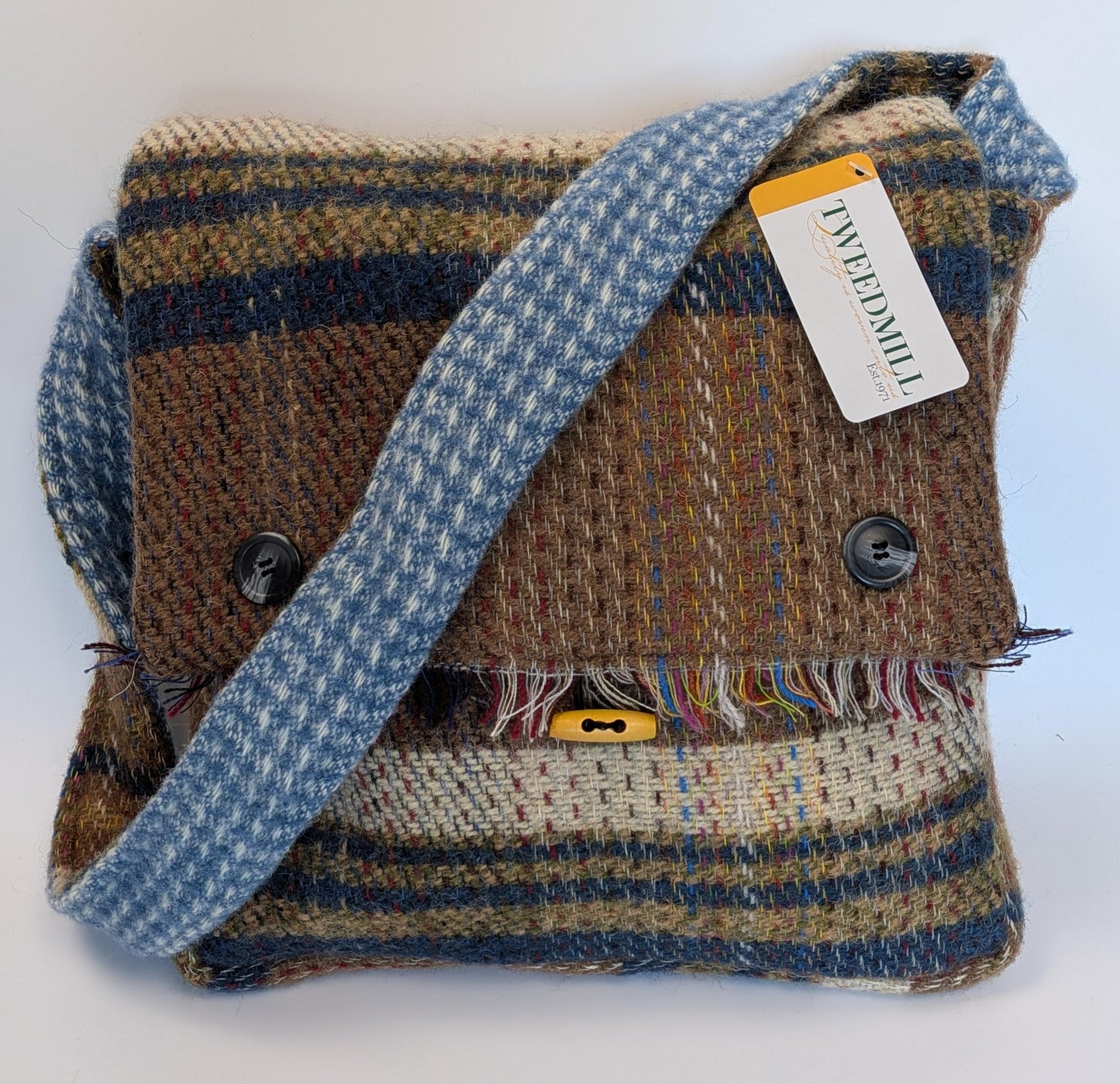 Tweedmill - Recycled Wool Bag - Brown/Blue Mix
