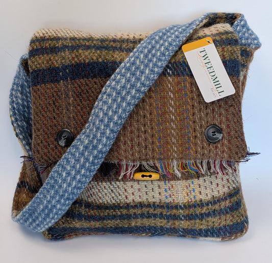 Tweedmill - Recycled Wool Bag - Brown/Blue Mix