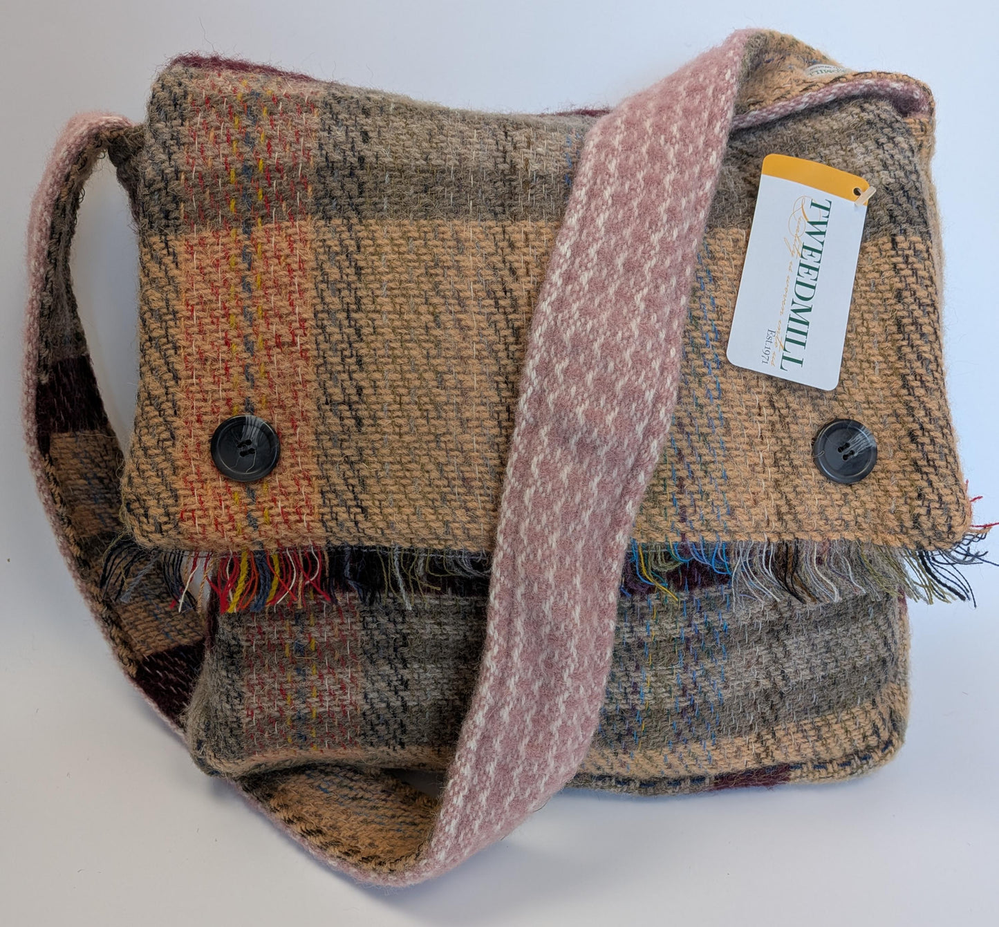 Tweedmill - Recycled Wool Bag - Brown/Pink Mix