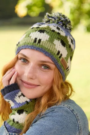 Pachamama Knitwear Flock Of Sheep Bobble Beanie
