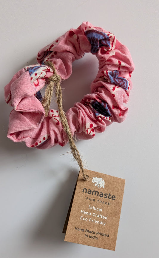 Block Print Pink Scrunchie