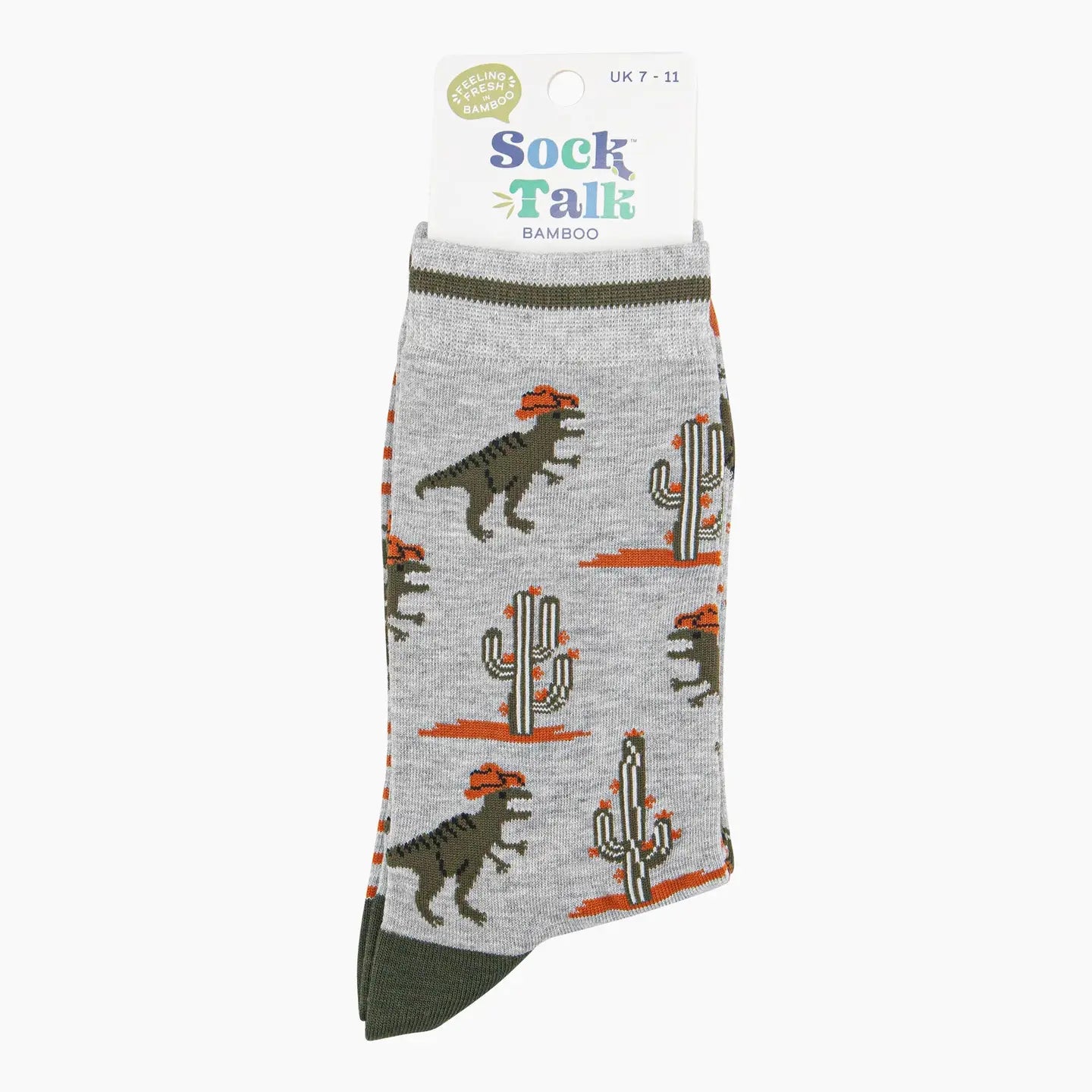 T-Rex Cowboy Bamboo Socks in Grey