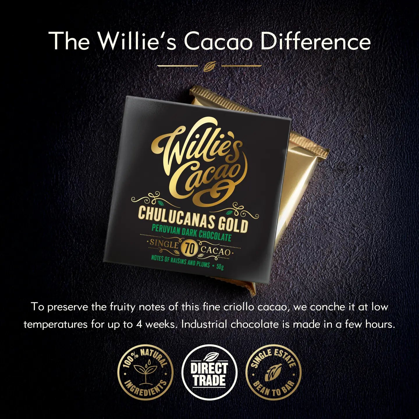 Willie's Cacao Chulucanas Gold Peruvian 70% Dark Chocolate 50g