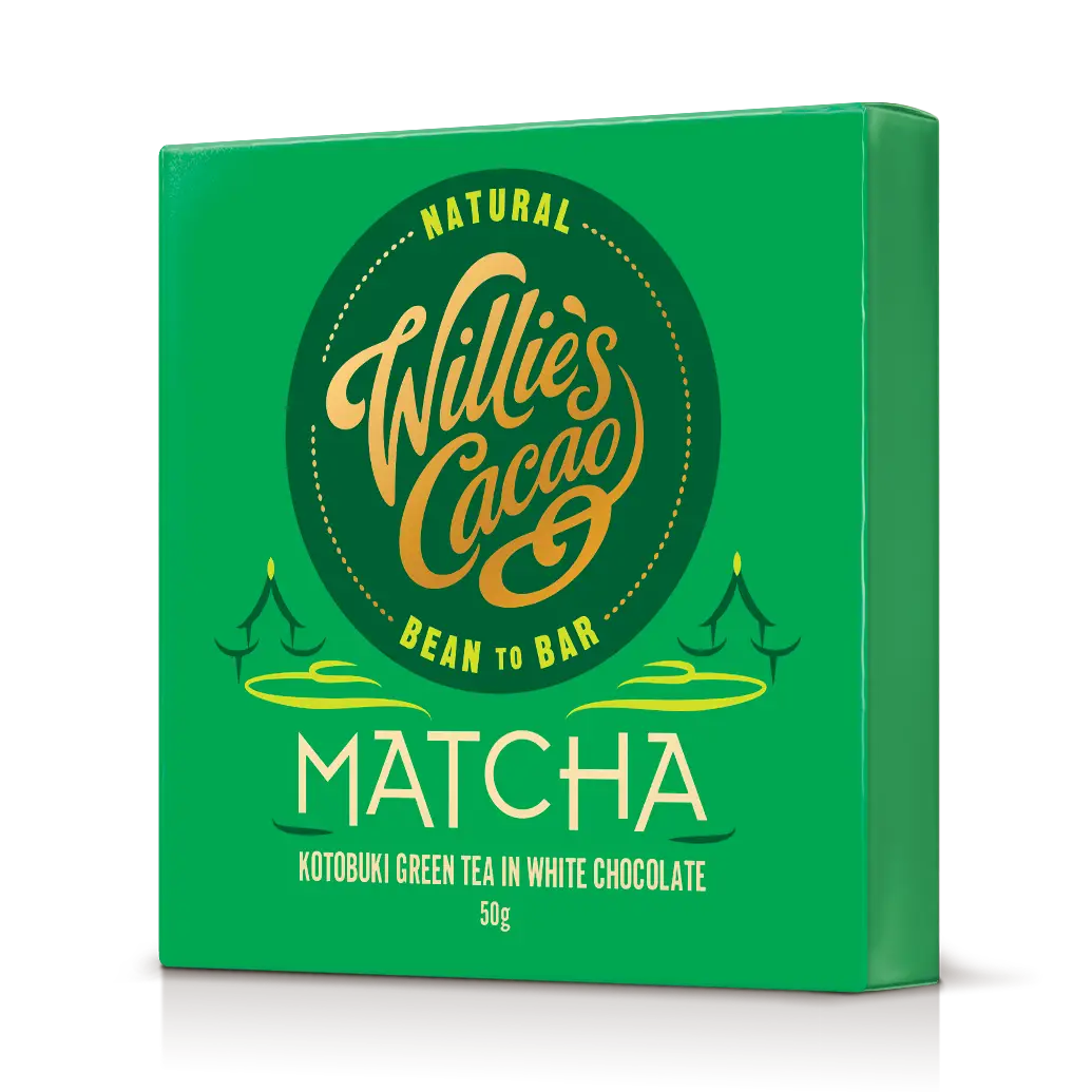 Willie's Cacao Matcha Kotobuki Green Tea in White Choc 50g