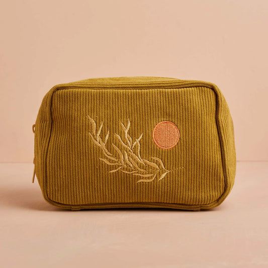 Corduroy Makeup Bag in Olive