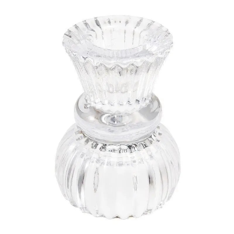 Double Ended Glass Candle Holder - Clear
