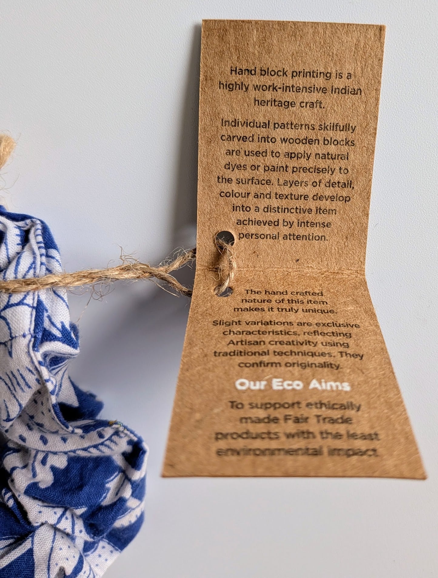 Block Print Blue and White Scrunchie