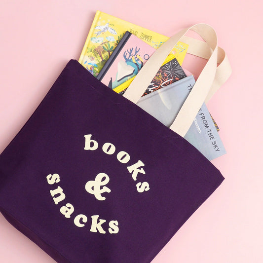 Books & Snacks - Canvas Tote Bag Midnight Blue