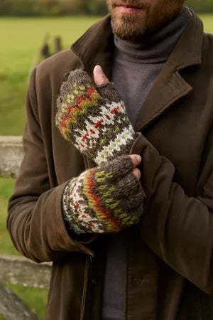 Pachamama Knitwear Mens Westport Fingerless Gloves Earth
