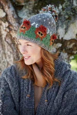 Pachamama Knitwear Herd Of Highland Cow Bobble Beanie
