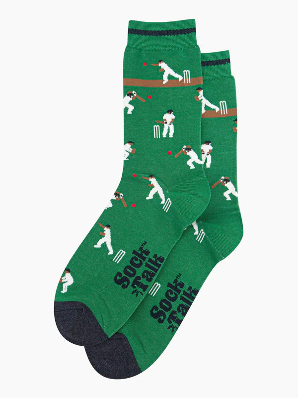 Cricket Players Bamboo Socks in Green Size 7-11