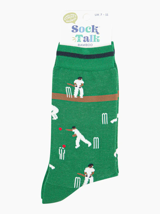 Cricket Players Bamboo Socks in Green Size 7-11