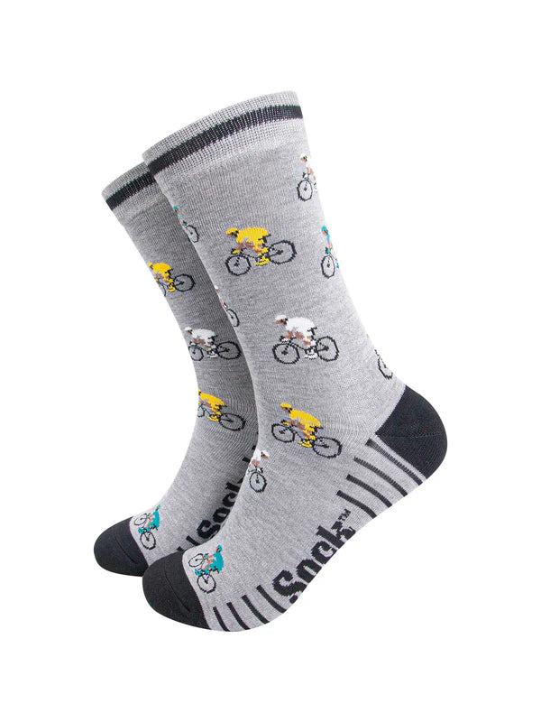 Racing Cyclists Bamboo Socks in Grey Marl Size 7-11
