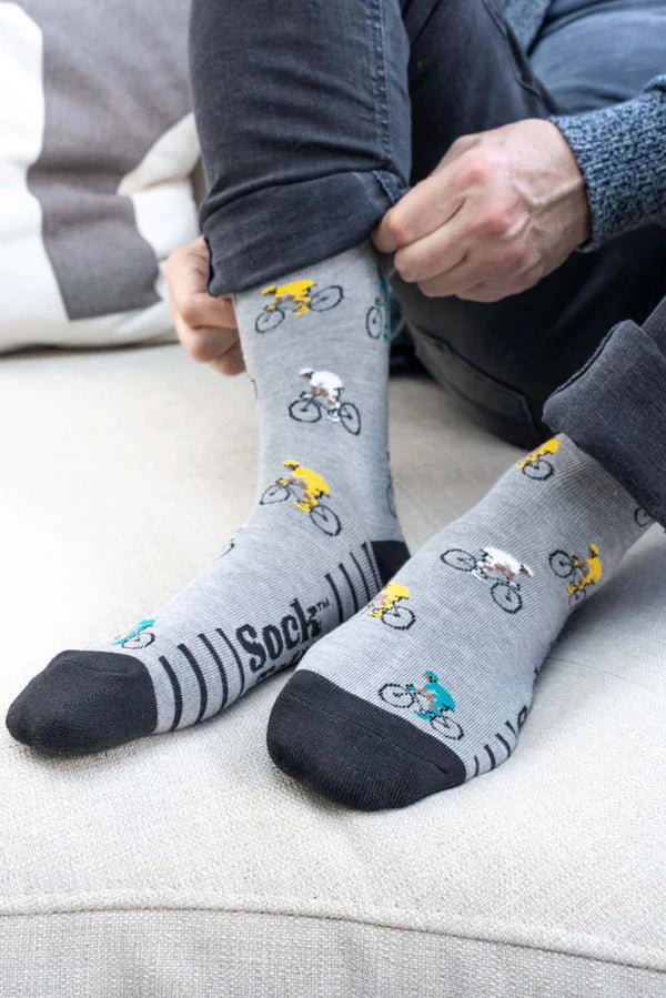 Racing Cyclists Bamboo Socks in Grey Marl Size 7-11