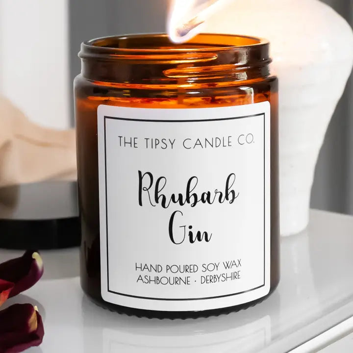 Rhubarb Gin Candle Hand Poured in the UK 140g