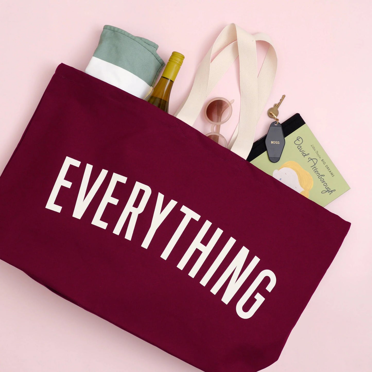 Everything - Burgundy REALLY BIG Tote Bag