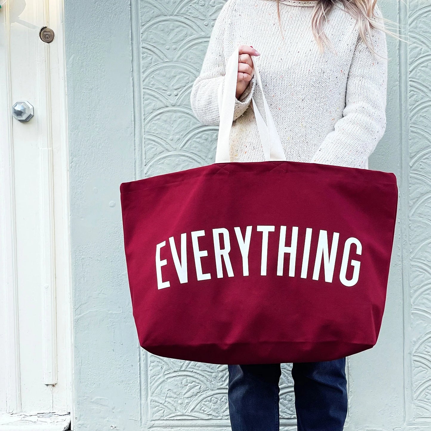 Everything - Burgundy REALLY BIG Tote Bag