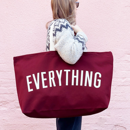 Everything - Burgundy REALLY BIG Tote Bag