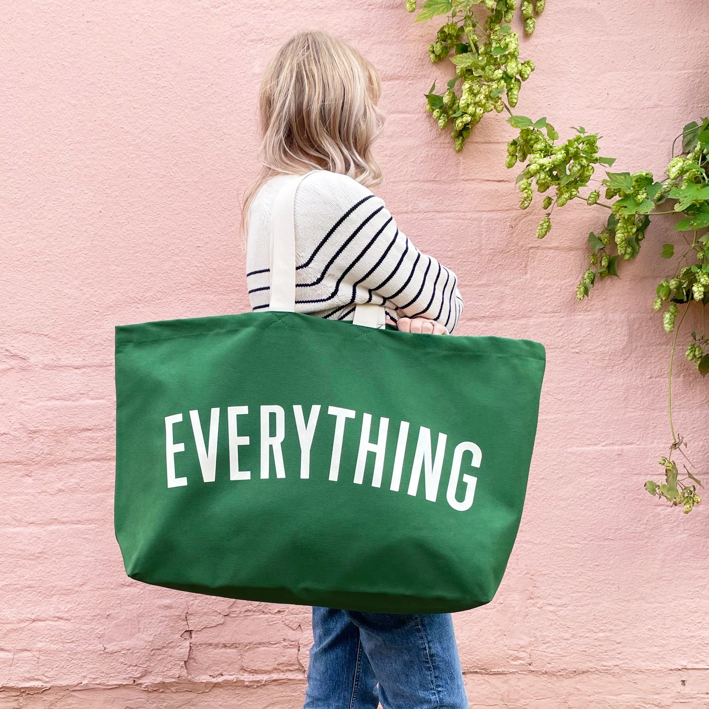 Alphabet Bags - Everything Forest Green REALLY BIG Tote Bag